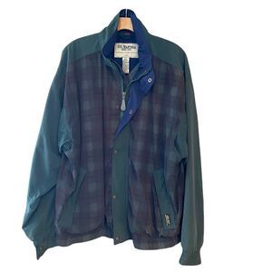 Tourney Sz L Green Plaid Gore Tex Windproof Waterproof Full Zipper Snap jacket
